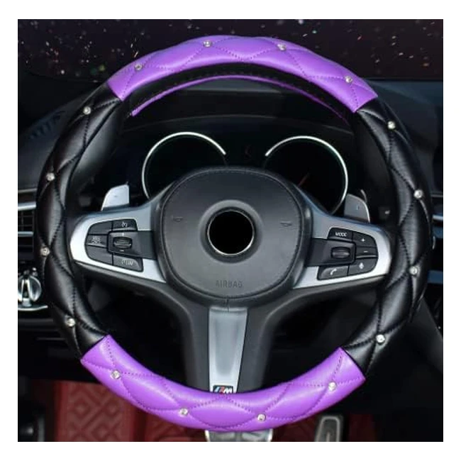 Coprivolante Donna Pelle Strass Brillanti Universale 38cm NeroViola