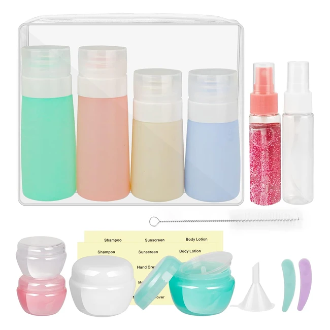 Bottiglie da Viaggio in Silicone - 16 Pezzi - Contenitori Ricaricabili per Shampoo e Lozione - Senza BPA