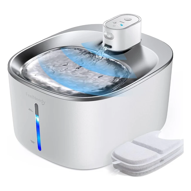 Feelneedy Cat Water Fountain - Battery Operated 4L/135 fl oz - Sensor Built-in - 2 Filters and Wireless Pump - YPDC004P
