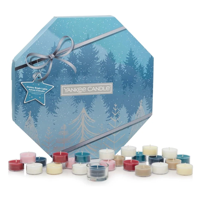Yankee Candle Adventskalender 2023 Kranz Duftkerzen Geschenkset 24 Duftkerzen und 1 Teelichthalter Kollektion Helle Lichter Perfekte Weihnachtsgeschenke für Frauen
