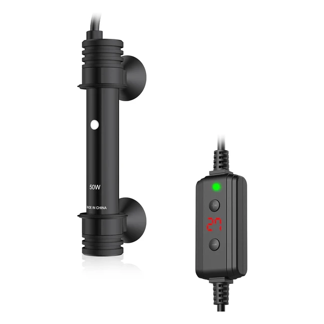 NICREW Chauffage d'aquarium 50W - Température réglable de 15 à 35°C - Pour aquarium jusqu'à 40L - Protection contre la surchauffe