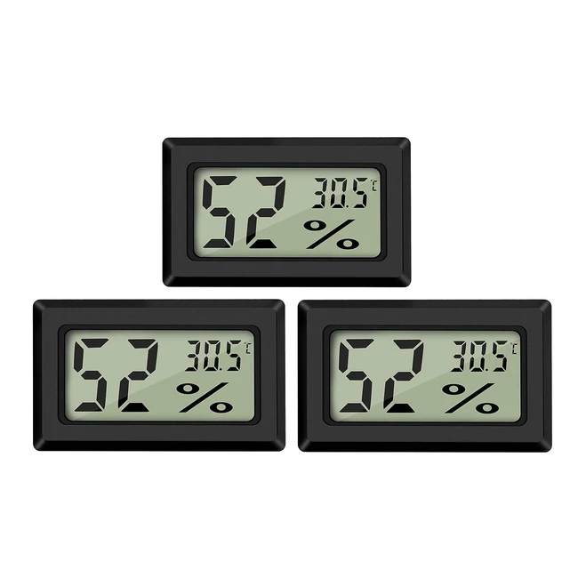 Thlevel 3Pack LCD Digital Temperature Humidity Meter Thermometer Mini Digital Thermometer Hygrometer - Black