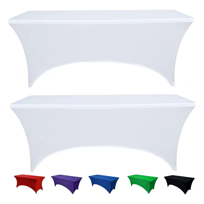 Newthinking Spandex Table Cover 6ft Black Table Cloth - Stretchy & Durable - Perfect for Banquet Wedding Party - 2 Pack