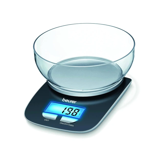 Beurer KS25 Digital Kitchen Scale with 12L Weighing Bowl - Tare Function - 3kg Capacity