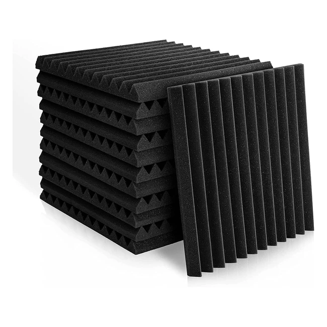 12 Pack Acoustic Panels - Studio Wedge Tiles - Soundproof Sound Insulation - Reduce Noise