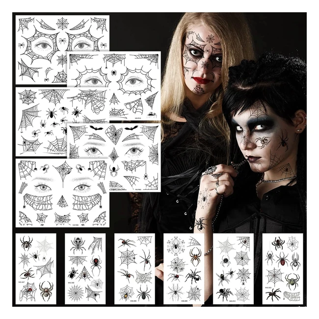 Tatuajes Temporales Arañas - Pegatinas Telarañas Realistas - Halloween Disfraces Mascarada