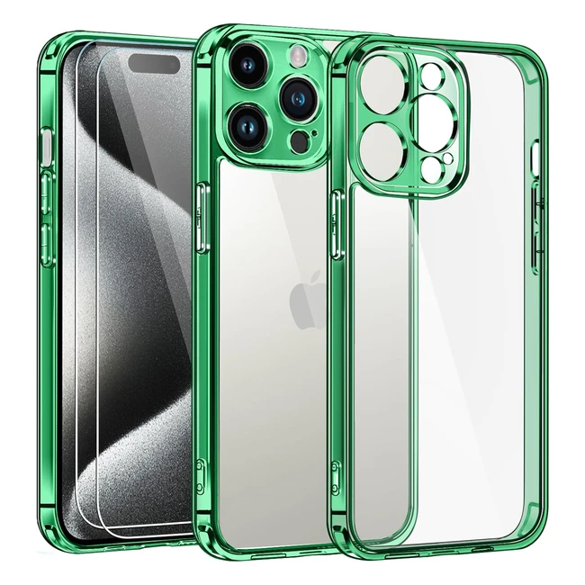 iVoler Cover iPhone 15 Pro 61 Pollici - Protezione Fotocamera Trasparente - Custodia Menta Verde