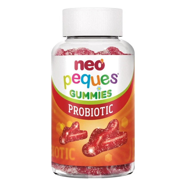 Neo Peques Gummies Probiotic 30 Gominolas - Beneficiosas para el sistema digestivo y las defensas - Con probióticos y vitaminas B - Caramelos masticables para niños - Sabor fresa