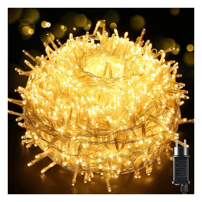 Luces Navidad Elegear 1000 LED Impermeables - 8 Modos para Boda, Fiesta, Jardín y Halloween - 25 metros Blancas Cálidas