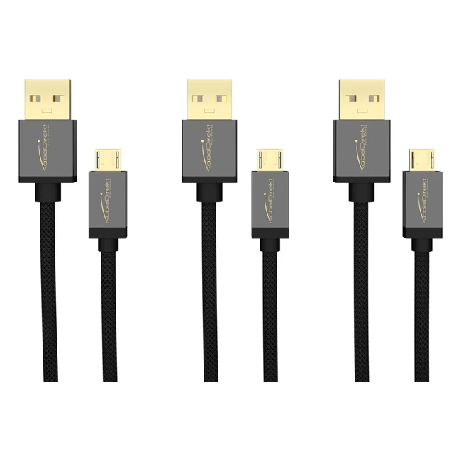 Câble de chargement et de synchronisation micro USB USB 2.0 Kabeldirekt 3x 0.5m - Nylon noir