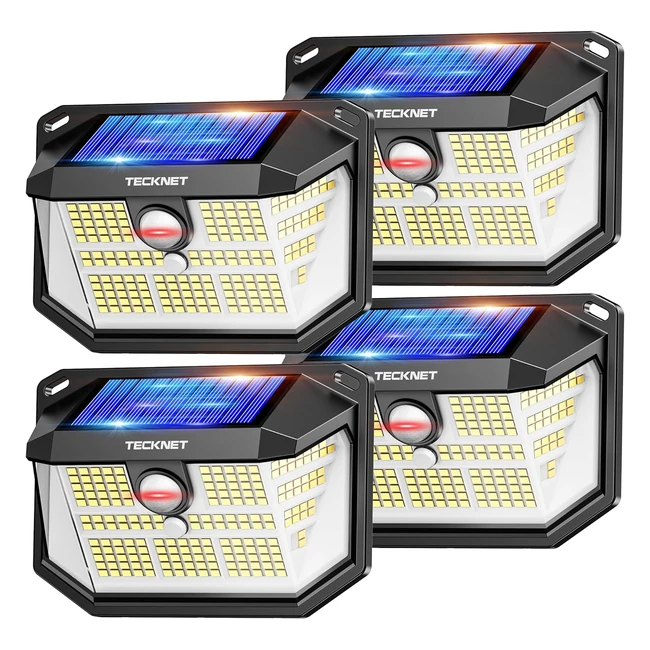Lampe Solaire Extérieur TeckNet 231 LEDs - Projecteur Solaire Étanche IP65 - 3 Modes avec Détecteur de Mouvement - Pack de 4