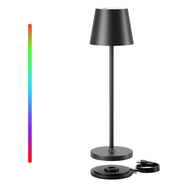 Keepoo Tischlampe LED dimmbar wiederaufladbar warmes Licht 3000K RGB Aluminium wasserdicht für Restaurant Schlafzimmer Bar IP54