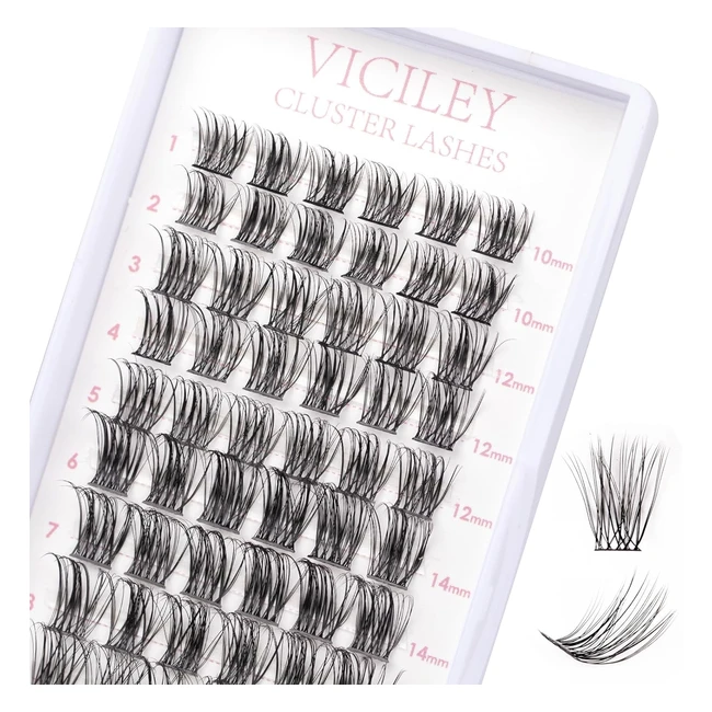 Viciley Individual Lashes 72 Cluster Lashes DIY Lash Extension Reusable Wispy Super Thin Band Wide Stem Soft Fluffy Eyelash Extensions CD Curl 10-16mm False Eyelashes Individual Natural