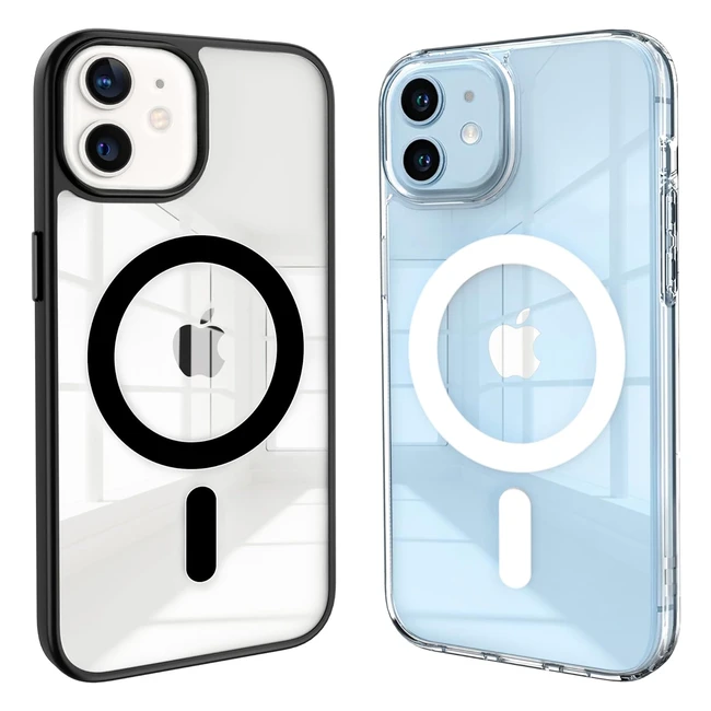 Cover iPhone 12 Magsafe - Acquista 1 Ottieni 2 - Anti-Ingiallimento - Nero/Trasparente