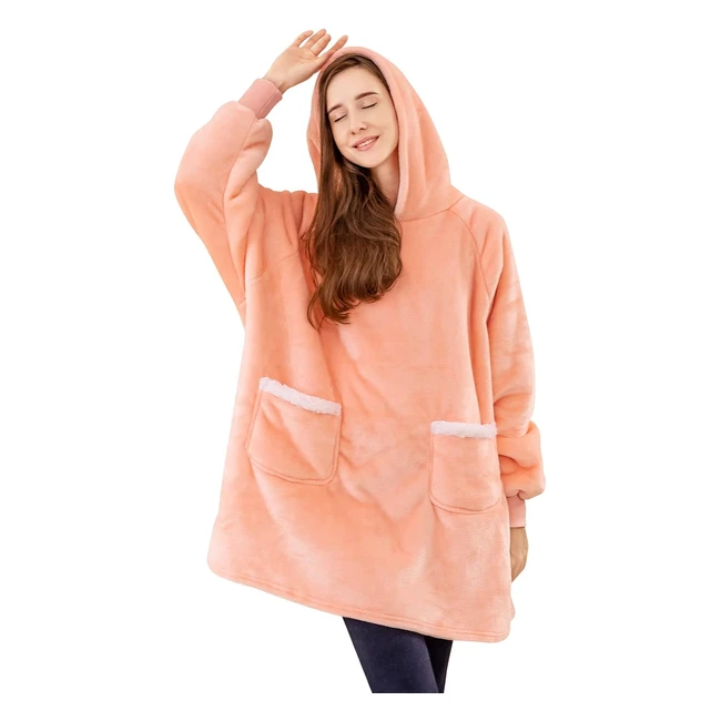 Aisbo Wearable Blanket Hoodie Winter Extra Warm Sherpa Fleece 90x76cm