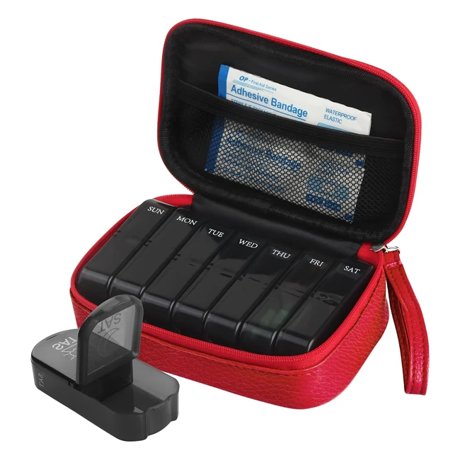 7 Day Pill Box - Portable PU Leather Bag - BPA Free - AM PM Travel Pill Dispenser