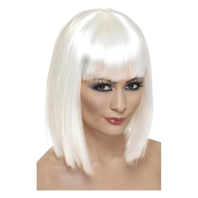 Smiffys Glam Wig White Short - Perfect for Dressup Costumes - Transform Your App