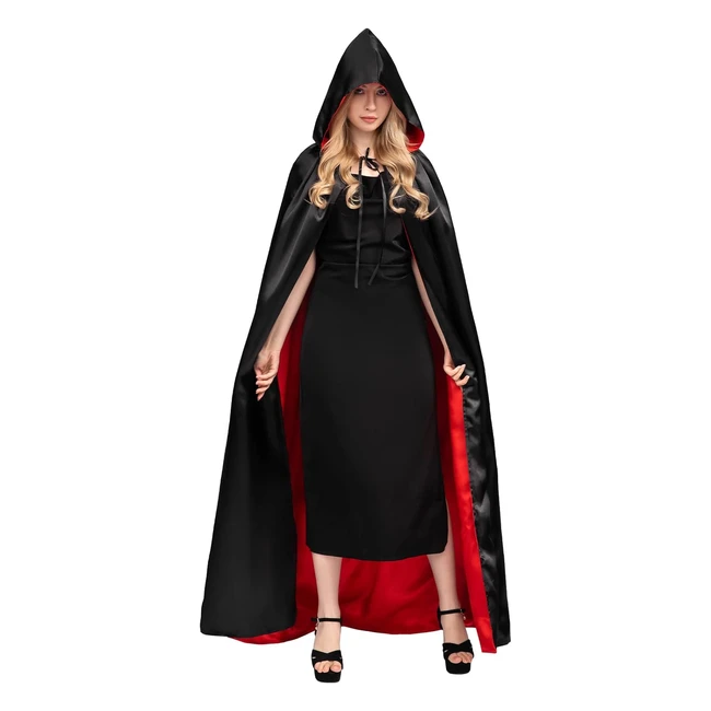 MYIR Jun Black Red Cape for Adult Kids Unisex Cloak Robe Hooded Halloween Costum