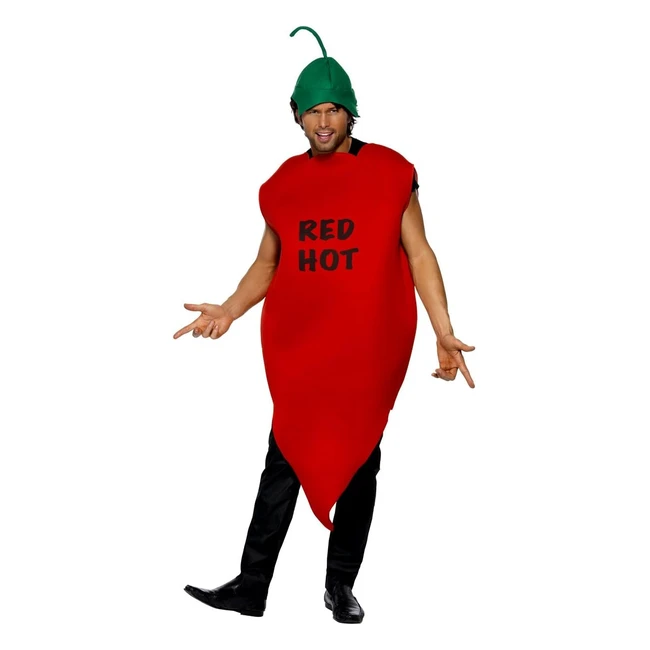 Smiffys Chilli Pepper Costume - Red, Size M (38-40 in) - Hot and Spicy!