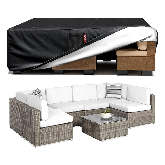 Waterproof Garden Furniture Cover - 420D Heavy Duty Fabric - Anti-UV - Rattan Cube Set - Black