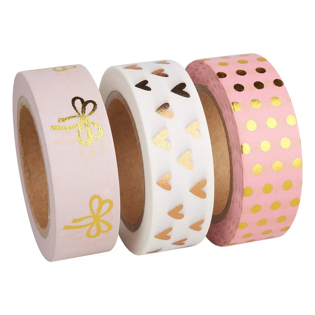Kit Washi Tape Rayher 60893000 - 3pcs Designs - 10m x 15mm - Décorations Murales et DIY