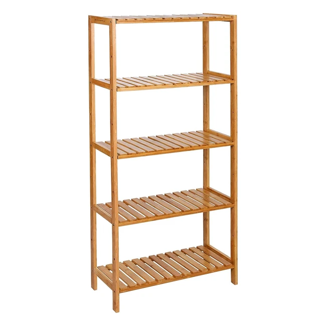 Songmics 5-stufiges Bambus-Küchenregal, multifunktionales Standregal für Wohnzimmer und Flur