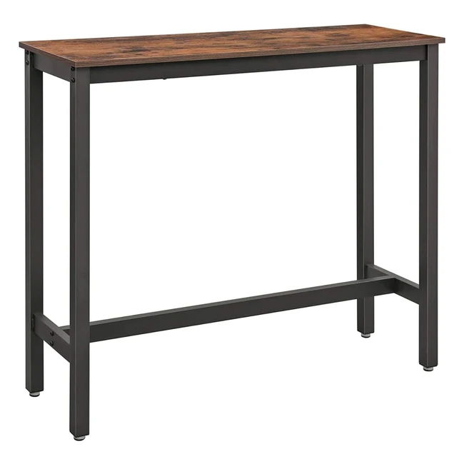 VASAGLE LBT12X Schmaler Bartisch Küchentisch Küchentresen Rechteckiger Hochwertiger Tisch Stabiler Metallrahmen 120 x 40 x 100 cm Einfacher Aufbau Industriedesign Vintage Braun/Schwarz