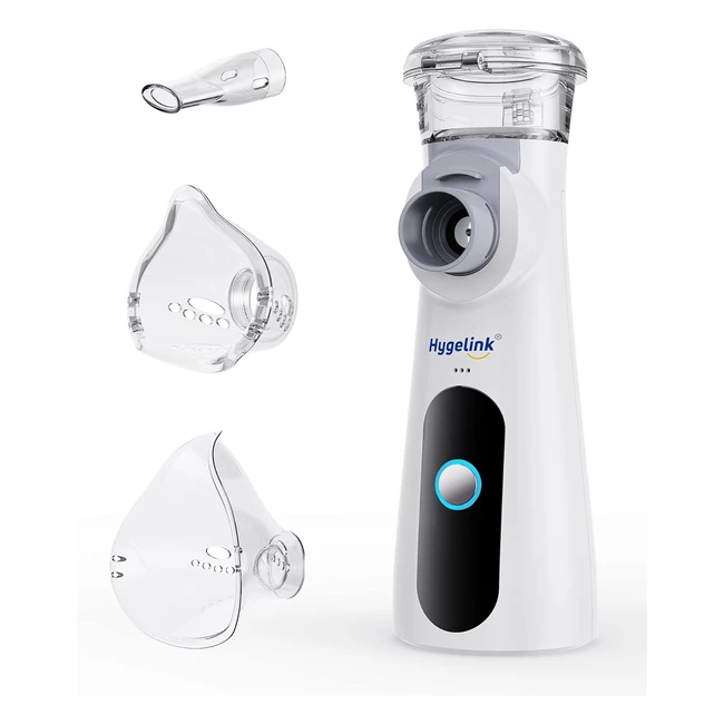 Hygelink Inhalationsgerät Nebulizer tragbarer Inhalator für Kinder und Erwachsene Inhalator-Set für Atemwegserkrankungen effektiver einstellbarer Sprühnebel leise mit Mundstück und 2 Masken