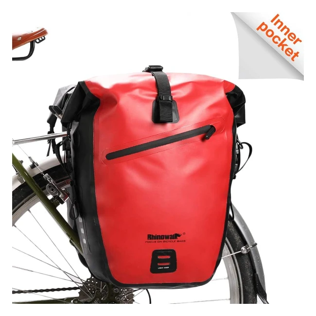 Rhinowalk Waterproof Bike Pannier Bag - 27L Capacity, Durable & Portable