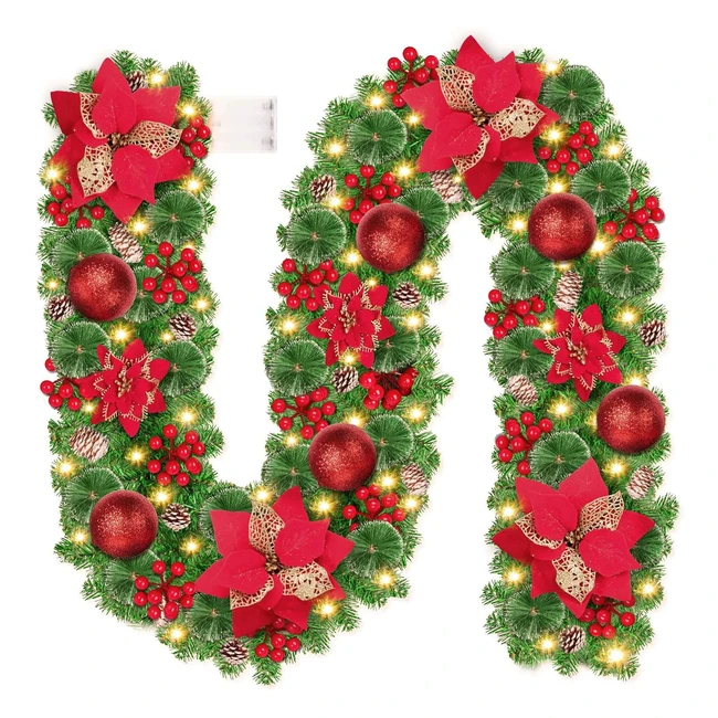 Ghirlanda Natalizia Choign 27m9 - Decorazioni Natale con Luci 30LEDs - Batterie Incluse