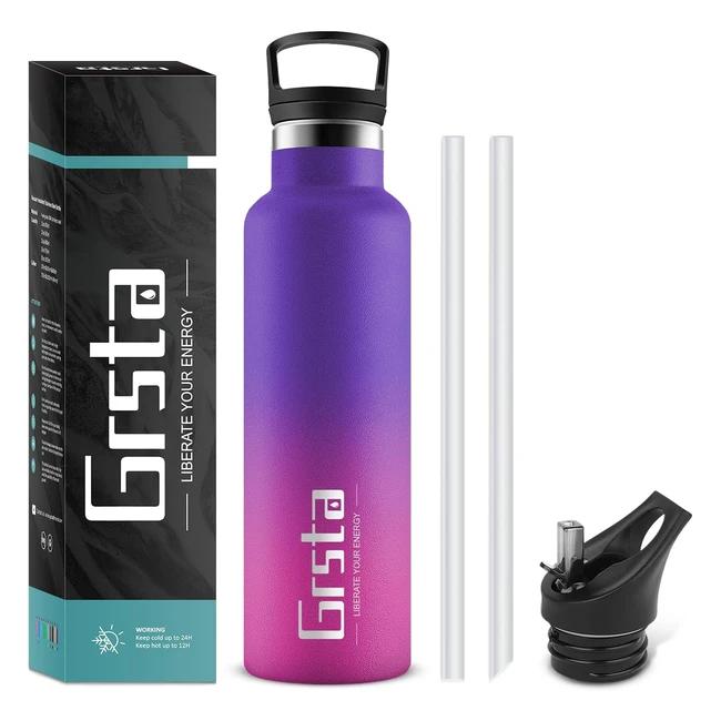 GRSTA Stainless Steel Water Bottle 500ml-1000ml | Vacuum Insulated | BPA Free | Sports Bottle