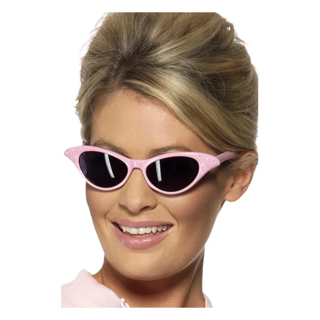 Smiffys Flyaway Style Sunglasses Pink Ladies - Classic 50s Glamour