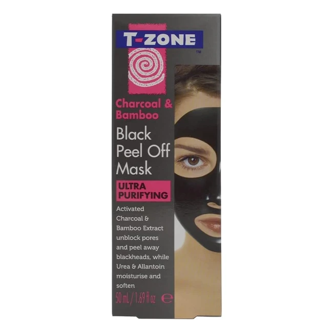 TZone Charcoal Bamboo Ultra Purifying Black Peel Off Mask - Unblock Pores, Peel Away Blackheads, Moisturize & Soften Skin