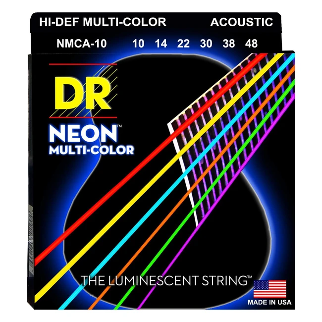Cuerdas de guitarra acústica DR Strings HiDef Neon NMCA10 - ¡Brillantes y duraderas!