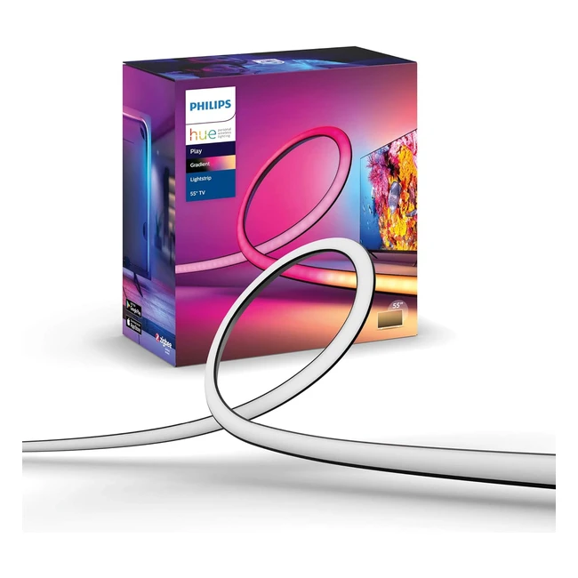 Philips Hue Play Gradient Lightstrip 55 - Striscia LED Smart, Illuminazione Sorround Sincronizzata con Colori TV
