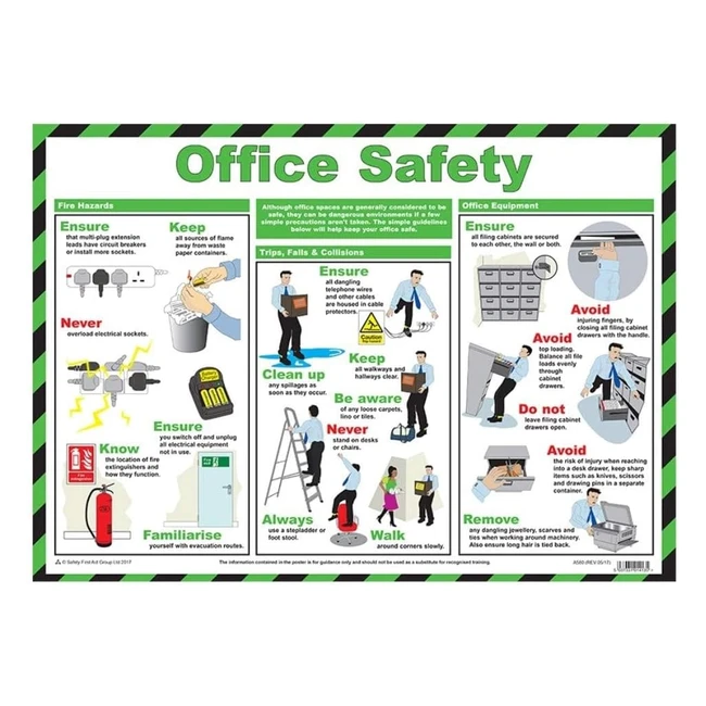Safety First Aid Group Office Safety Poster - Laminated A2 590x420mm