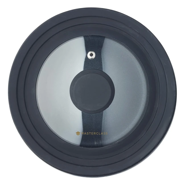 Tapa Universal de Silicona KitchenCraft Masterclass - Ahorra Espacio - Sartenes 16, 18 y 20 cm - Negro