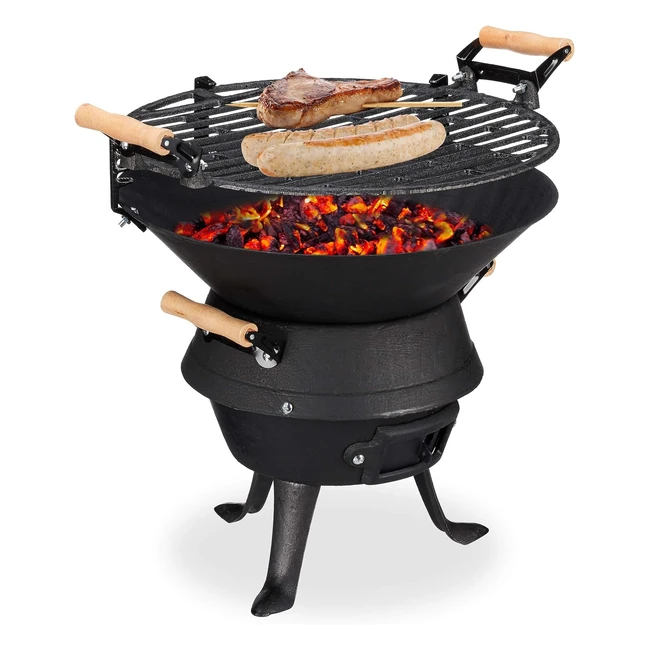 Grill a Sfera in Ghisa Regolabile HLP 40x45x36cm Nero