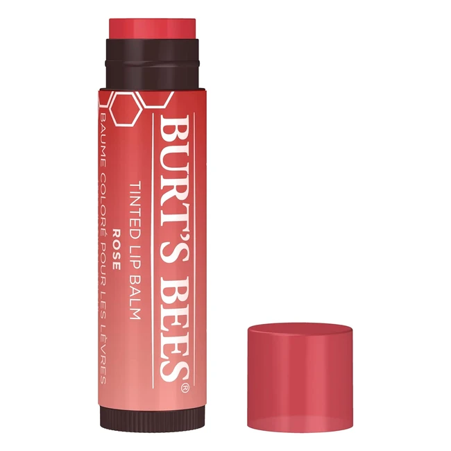 Burts Bees Tinted Lip Balm Rose - Moisturising Lip Tint with Shea Butter - 100 