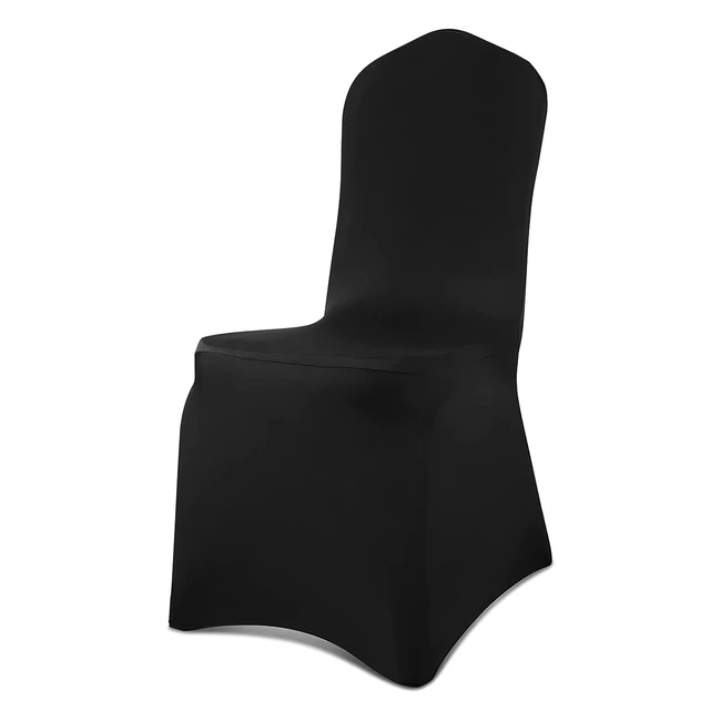 Global Golden Chair Covers - Removable Washable Dining Stretch Chair Covers - Polyester Spandex Chair Slipcover - Wedding Dining Room Party Banquet - 100 Flat Black