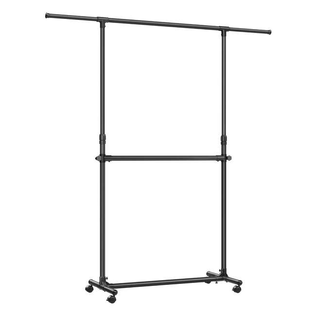 Songmics Double Clothes Rail Clothing Rack | Extendable Top Rail | 113180 cm Height Adjustable | Black LLR401B01