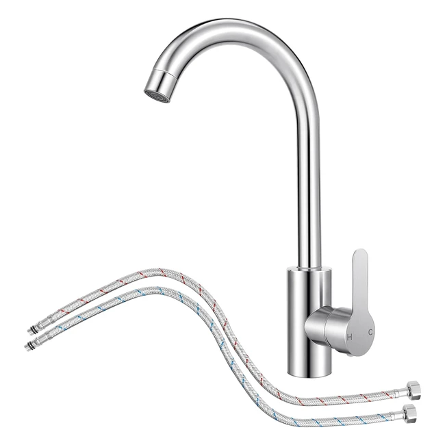 High Quality Stainless Steel Kitchen Sink Mixer Tap - 360 Rotation - Easy Instal