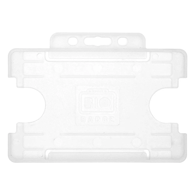 100 x Clear Biobadge Landscape ID Card Holders | Openfaced Badge Holder | Fits CR80 Sized Cards