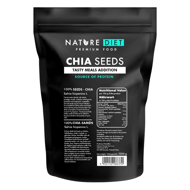 Semi di Chia Nature Diet 2x 1000g - Salvia Hispanica - Ricchi di Omega3 e Fibra