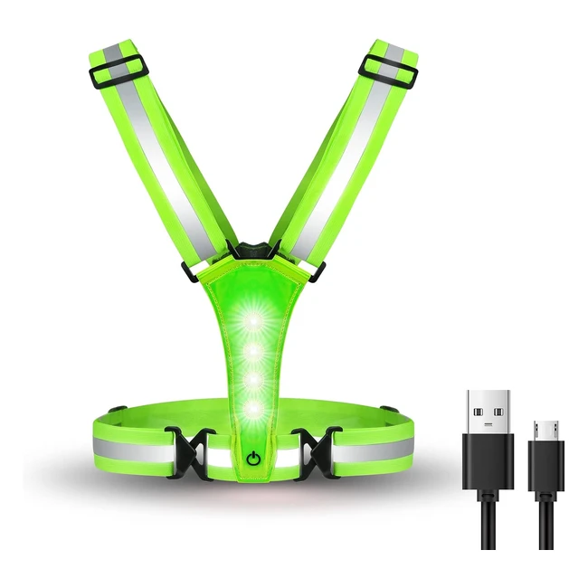 Giubbotto riflettente a LED DN Dennov con 2 fasce riflettenti per jogging nottur