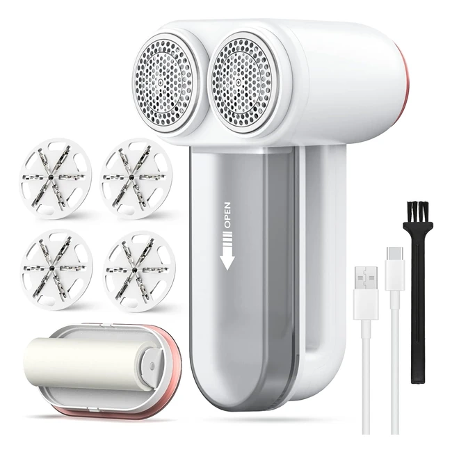 Coovee Quitapelusas Eléctrico de Doble Cabeza - Eliminación de Pelusa en Gran Área - Recarga por USB