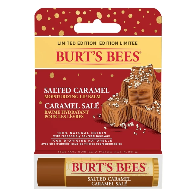 Limited Edition Burts Bees Moisturising Lip Balm - Salted Caramel Flavor with Be