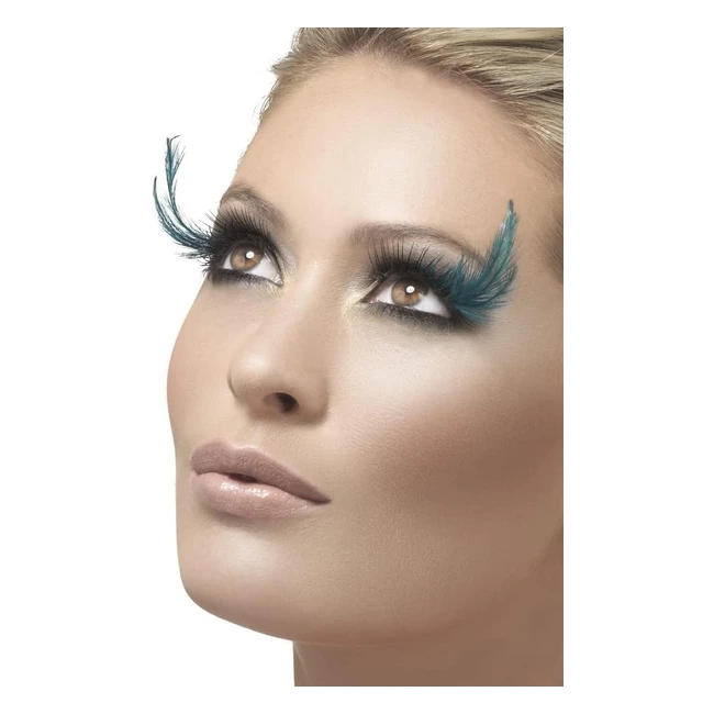 Ciglia finte nero e verde con piume - Smiffys 37133