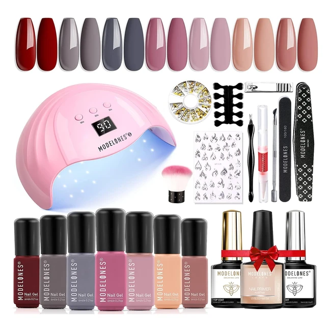 Modelones 7 Colors Gel Nail Polish Kit with UV Light - Fall/Winter Collection