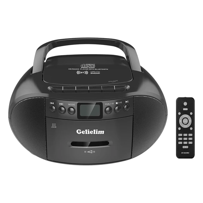 Gelielim Portable CD and Cassette Player Boombox Combo - High Quality Sound Blu